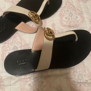 Gucci Leather Thong Sandal with Double G